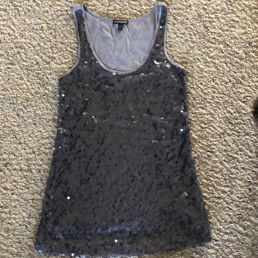 Express Dark Gray Sequin Tank Top. Size XS